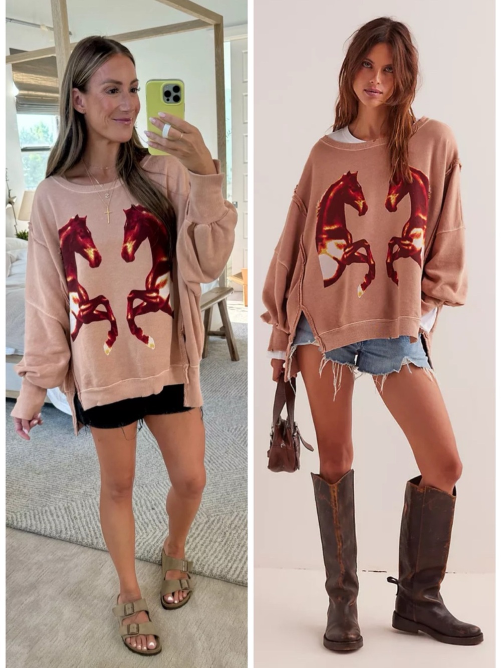 Free People We The Free Graphic Camden
Pullover /Mirrored Horses SZ XS
